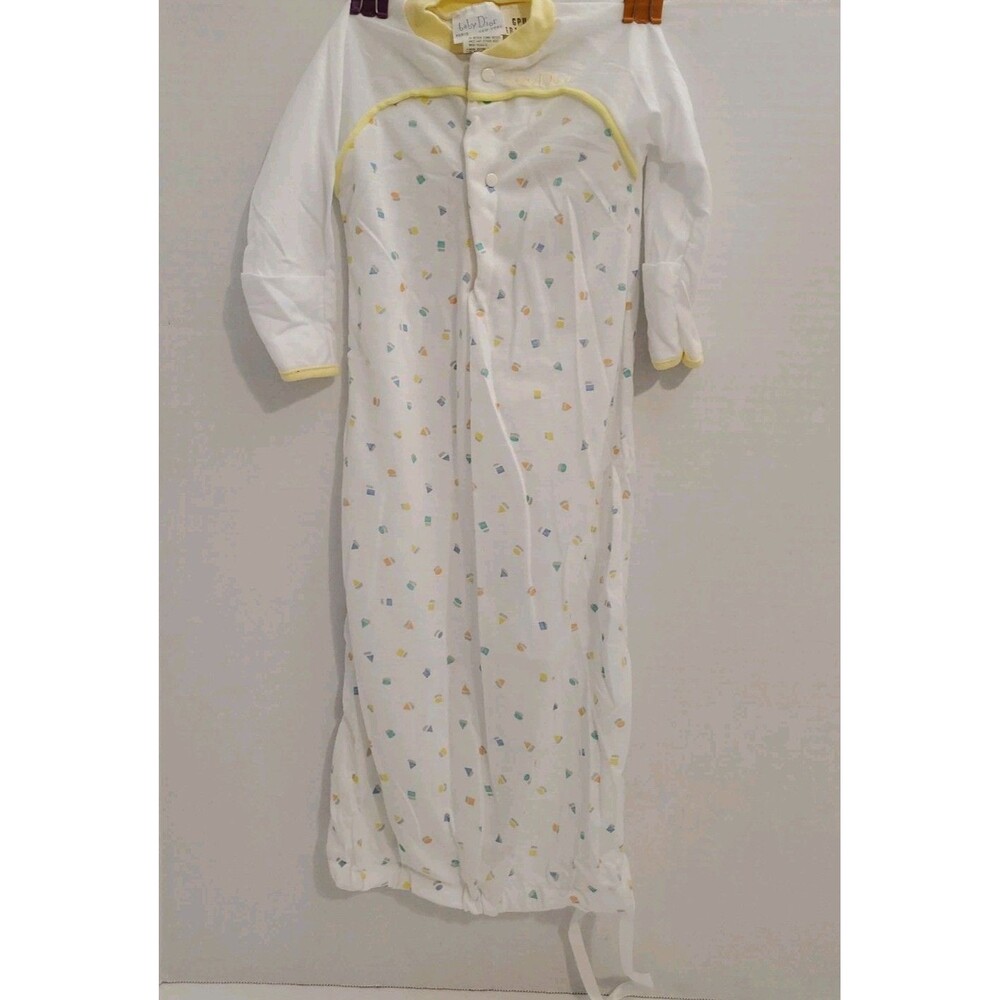 Vintage Baby Dior Layette Beautiful Baby Sleep Gown Size Up To 13 LBS Yellow